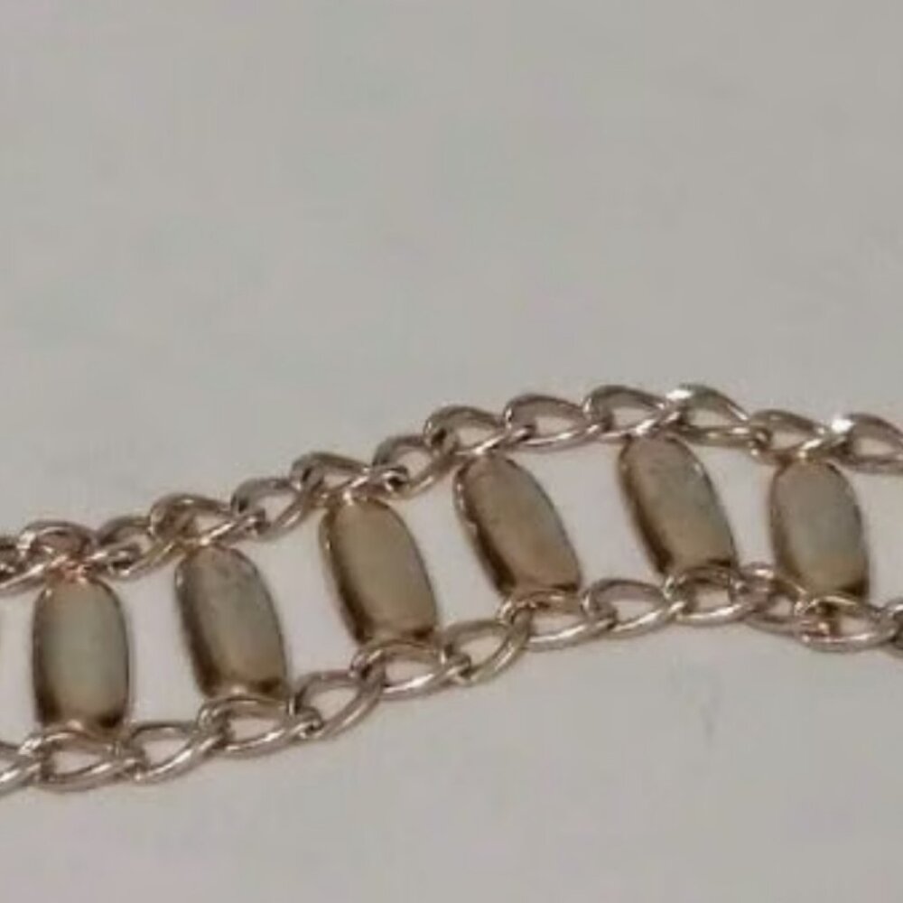 Vintage Napier Sterling Silver Unique Modernist Chain & Flat Panel Link 7" Brace